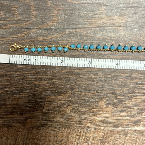 Blue beaded gold anklet/ankle bracelet - Picture 2 of 3